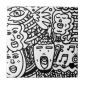 セラミックタイル – 白黒 (正面)