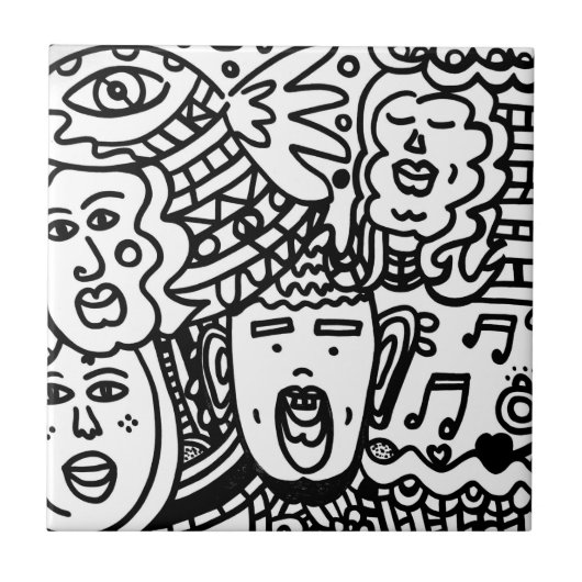 セラミックタイル – 白黒 (正面)