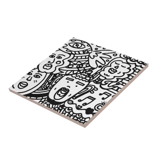 セラミックタイル – 白黒 (側面)