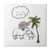 セラミックタイル、羊、雲、ヤシの木 タイル (正面)