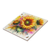 セラミックタイル – 美しいひまわりアート (側面)