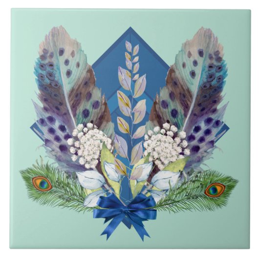 セラミックタイル – 羽と鳥 (正面)