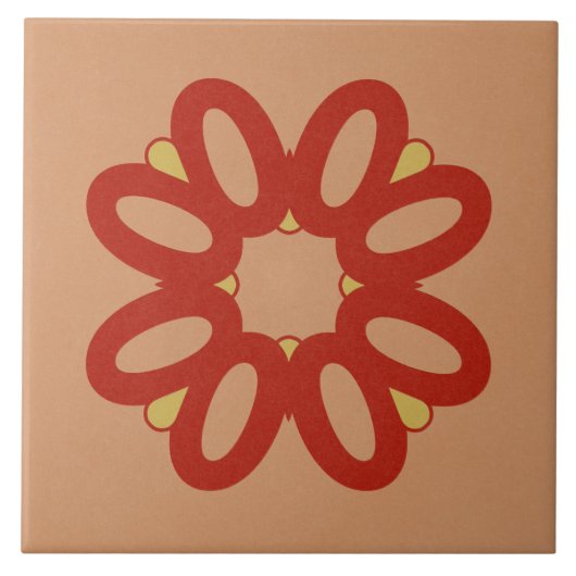 セラミックタイル – 赤と黄色のテクスチャデザイン (正面)