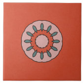 セラミックタイル – 青とピンクの万華鏡のように千変万化するパターン花 (正面)