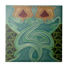 セラミックタイル – 黄フローラアールヌーボー