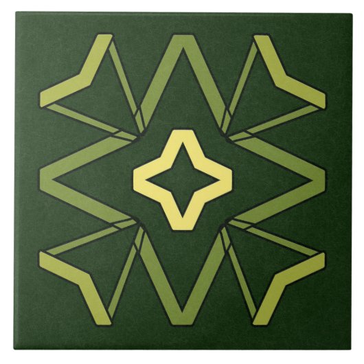 セラミックタイル – 黄色と緑のテクスチャパターン (正面)