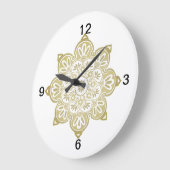 セラミックタイル、黄色メダリオン白 ラージ壁時計 (傾斜)