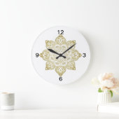 セラミックタイル、黄色メダリオン白 ラージ壁時計 (ホーム)