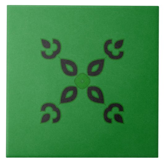 セラミックタイル – 黒と緑のテクスチャデザイン (正面)