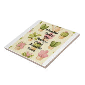 セラミックタイル（4.25インチx 4.25インチ） | ガーデン引用文 タイル (側面)