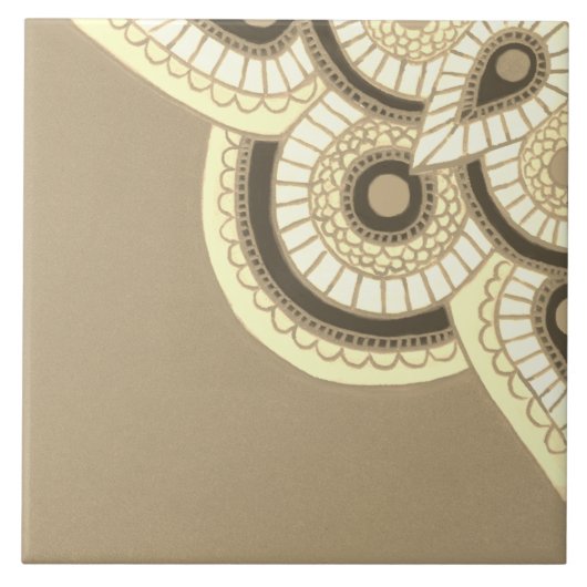 セラミックタンとホワイトジオメトリックキッチンタイル タイル (正面)