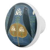 セラミックドア＆キャビネットノブ - 鳥とバラ セラミックノブ (右)