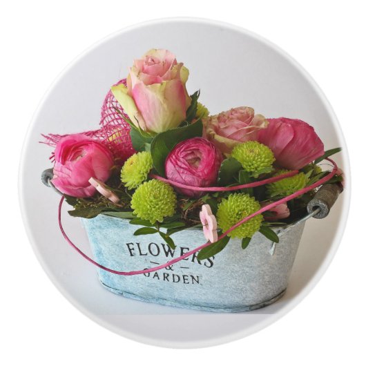 セラミックノブ描画プルカントリー花inガーデン セラミックノブ (正面)