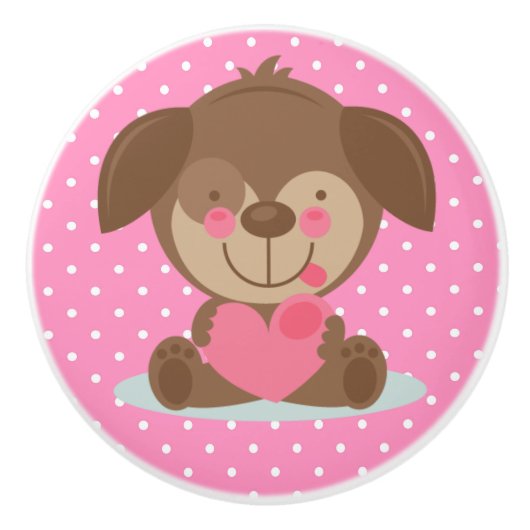 セラミックノブ/かわいいクマ(水玉模様付) セラミックノブ (正面)