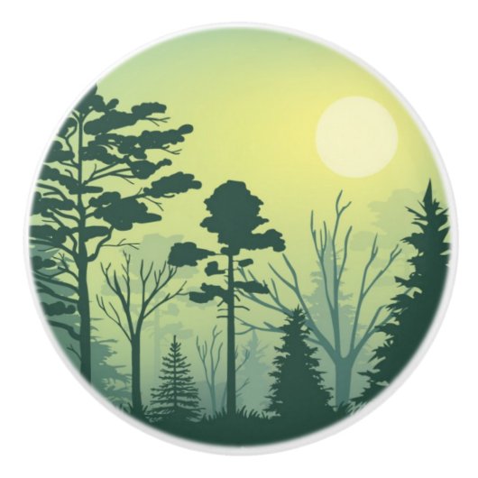 セラミックノブ – グリーンフォレストシルエット (正面)