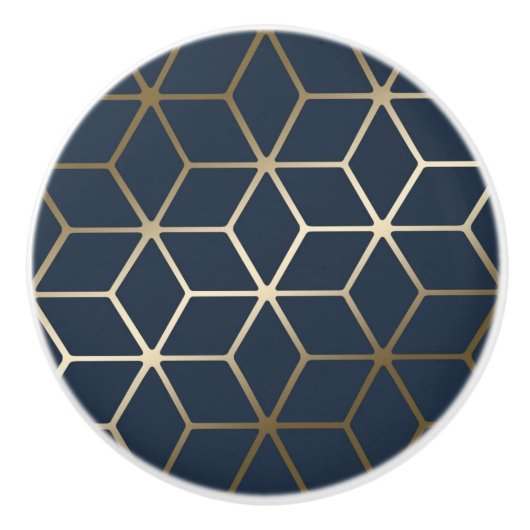 セラミックノブ – ジオメトリックシルバーとブルー/グレー (正面)