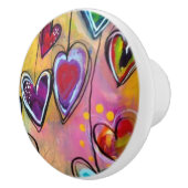 セラミックノブ - マルチカラーのハートデザイン3 (右)