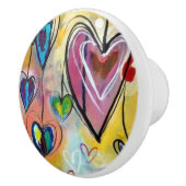 セラミックノブ - マルチカラードハーツデザイン2 (右)