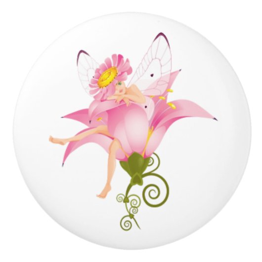 セラミックノブ/妖精と花 セラミックノブ (正面)