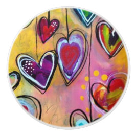 セラミックノブ – 数々のカラーハートデザイン3