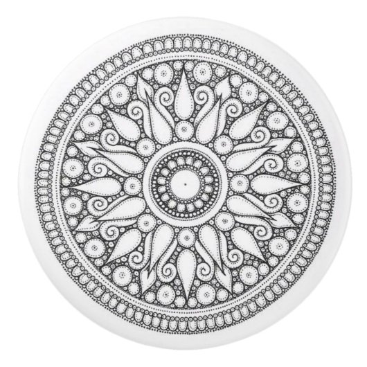 セラミックノブ – 白黒デザイン (正面)