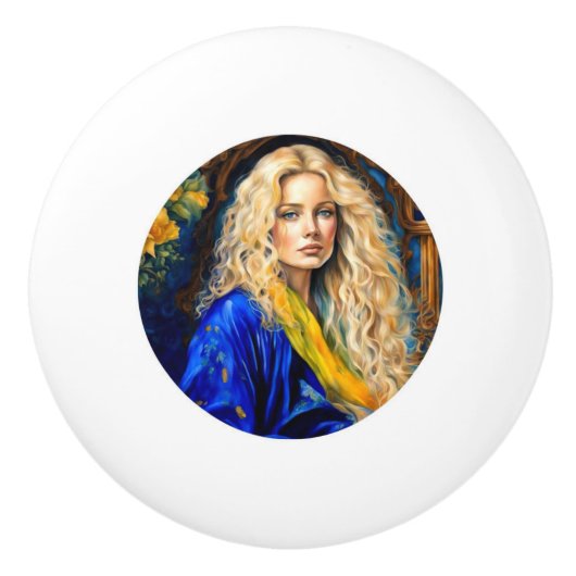 セラミックハンドルドアノブ – 青 セラミックノブ (正面)