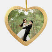 セラミックハートフェイクバラ金ゴールド+金ゴールド セラミックオーナメント (正面)