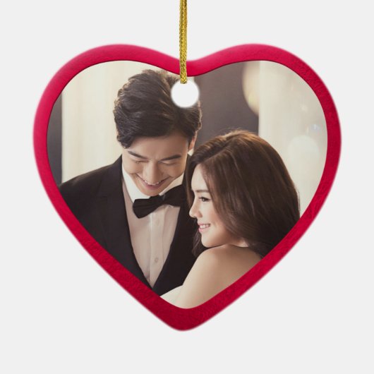 セラミックハート初めてのクリスマス、虹色(赤) セラミックオーナメント (裏面)