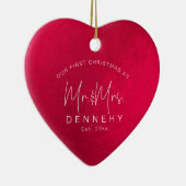 セラミックハート初めてのクリスマス、虹色（赤） セラミックオーナメント (右)