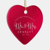 セラミックハート初めてのクリスマス、虹色(赤) セラミックオーナメント (右)