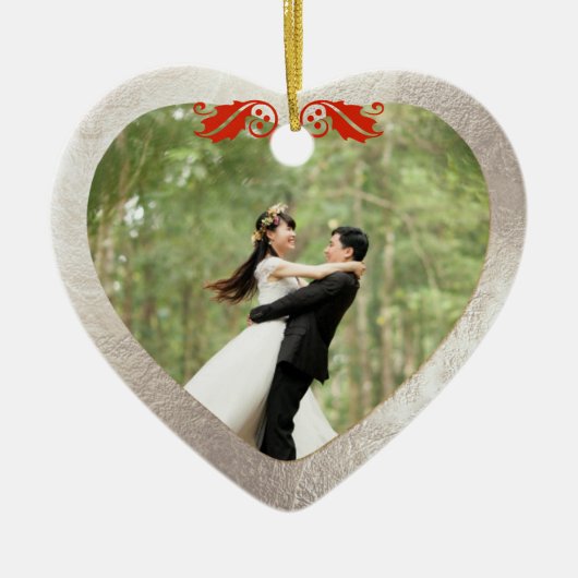 セラミックフェイクハート銀+金ゴールド セラミックオーナメント (正面)