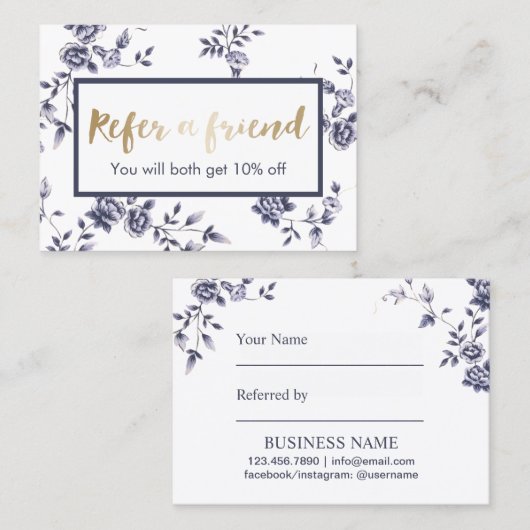 セラミックブルーフローラ美しいサロン紹介 紹介カード (正面/裏面)