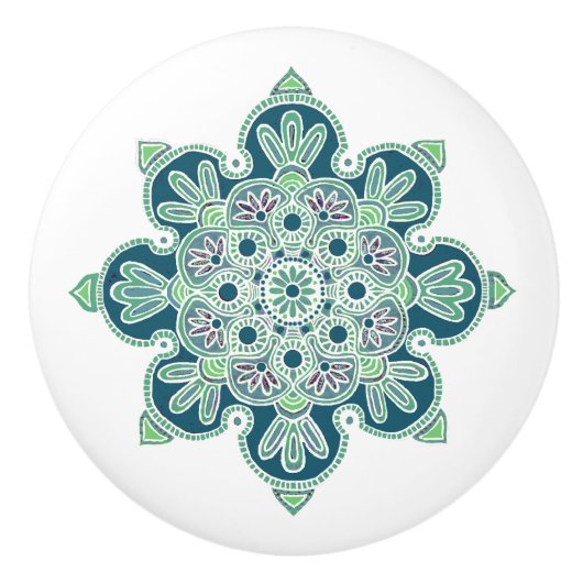 セラミックプル/ノブと緑のメダリオンデザイン セラミックノブ (正面)