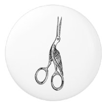 セラミックプル – ヴィンテージ裁縫テーマ、クレーンシザー