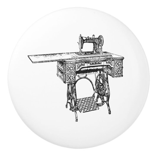 セラミックプル – ヴィンテージ裁縫テーマ、歌手 セラミックノブ (正面)