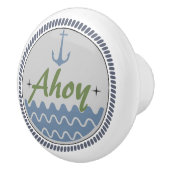 セラミックプル、沿岸生活デザイン、ブルーアホイ セラミックノブ (右)