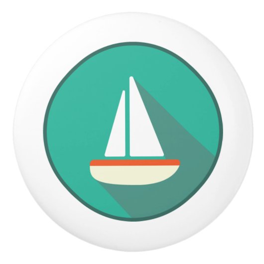 セラミックプル、沿岸生活デザイン、帆船 セラミックノブ (正面)