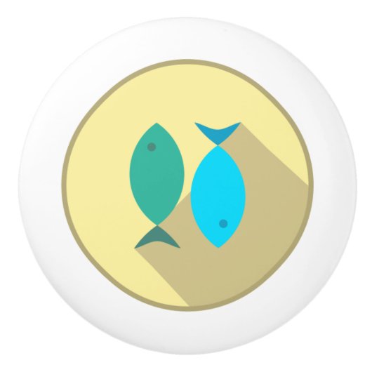 セラミックプル、沿岸生活デザイン、魚 セラミックノブ (正面)