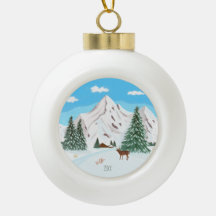 セラミックボール クリスマスオーナメント 雪山