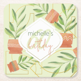 セラミックポット水彩新鮮植物 スクエアペーパーコースター
