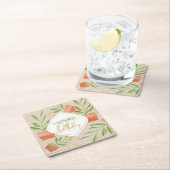 セラミックポット水彩新鮮植物 スクエアペーパーコースター (インサイチュ)