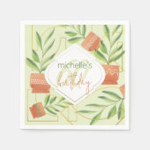 セラミックポット水彩新鮮植物 スタンダードカクテルナプキン (正面)