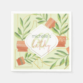 セラミックポット水彩新鮮植物 スタンダードカクテルナプキン