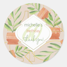 セラミックポット水彩新鮮植物 ラウンドシール