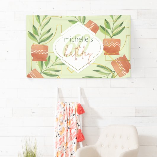 セラミックポット水彩新鮮植物 横断幕 (インサイチュ)