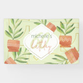 セラミックポット水彩新鮮植物 横断幕 (横)