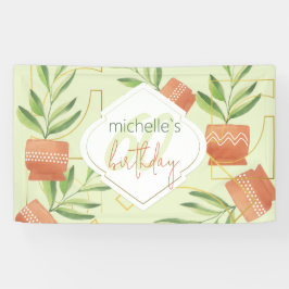 セラミックポット水彩新鮮植物 横断幕