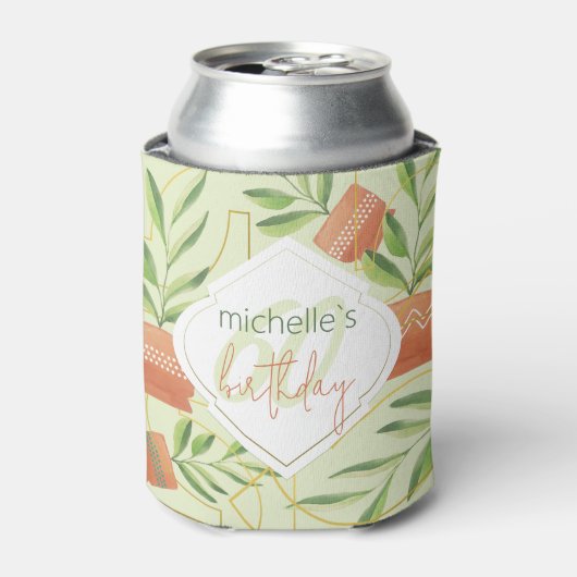 セラミックポット水彩新鮮植物 缶クーラー (缶正面)