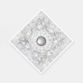 セラミックレースグレーとスノーフレーク スタンダードランチョンナプキン (角)