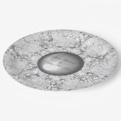 セラミックレースグレーとスノーフレーク ペーパープレート (アングル)